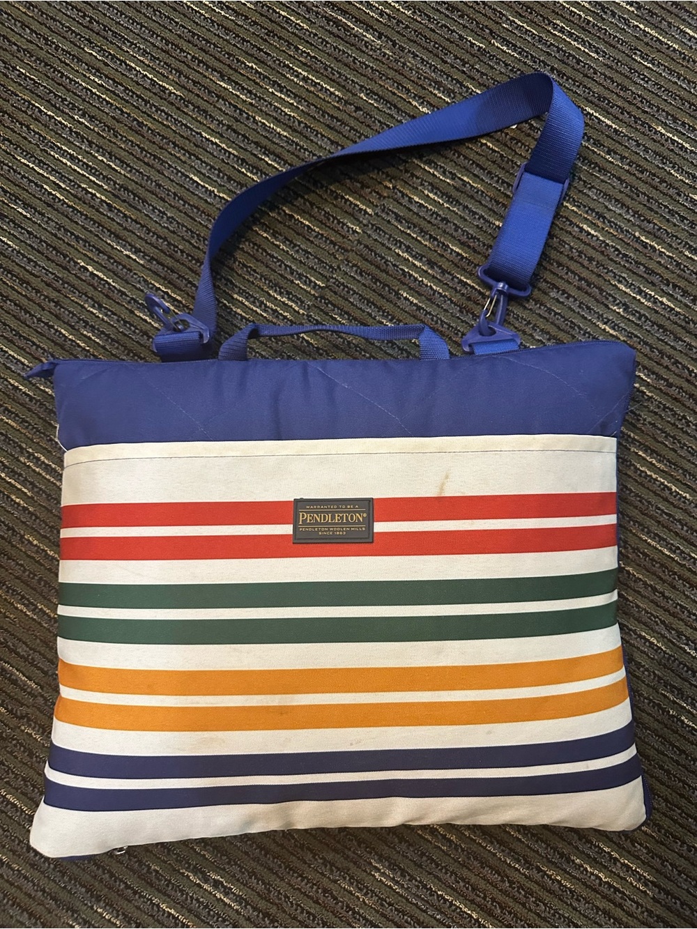 Pendleton Blue and Multicolor Striped Canvas Blanket Bag